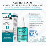 Nail Tek Renew, Natural Cuticle Oil with Tea Tree for All Nail Types, 0.48 oz, 2-Pack