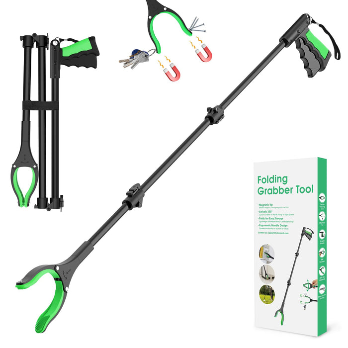 VerdiNex 52" Extra Long Grabber Reacher Tool, Foldable Reacher Grabber Pickup Tool with Strong Magnetic & 360° Rotating Anti-Slip Jaw, Extension Trash Picker Upper Grabber for Indoor & Outdoor