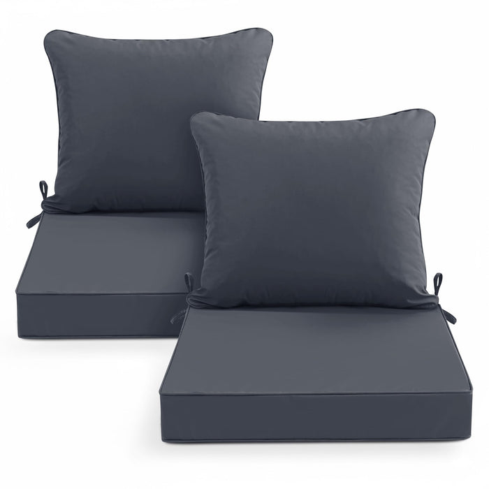 Summsun Patio Chair Cushions Set of 2, Water Resistant Backrest Pillow and Seat Cushion Set for Outdoor Furniture, Sectional Sofa Cushion Replacments, 24 x 24 Inch, Dark Grey