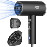 SIYOO Professional Hair Dryer Ionic Blow Dryer with Diffuser and Nozzle, 1600 Watt Negative Ions Salon Light Hairdryer for Man Women Black