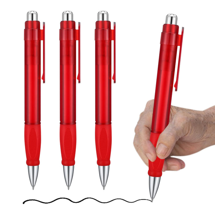 lyforx Big Fat Pens - Enhanced Writing Stability for Arthritis and Elderly Easy Thick Grip 3pcs Red