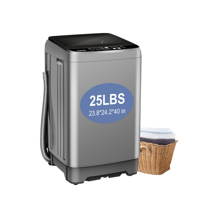 Portable Washing Machine, 25Lbs Capacity Portable Washer with Drain Pump, Full-Automatic Washer with 10 Programs & 8 Water Levels for Apartment, Dorms, Home, Grey