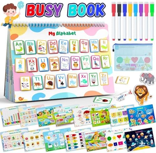 Busy Book for Toddlers 3+, Preschool Learning Activities with 30 Themes Prek Preschool Workbooks, Montessori Educational Learning Toys Activity Books for Christmas Birthdays Gifts Boys Girls