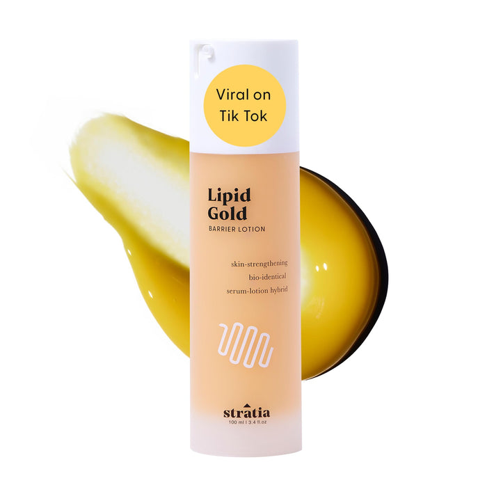 Stratia Lipid Gold | Skin-Strengthening Moisturizer | Hydrate & Soothe Skin | Ceramides, Niacinamide | For All Skin Types | 3.4 Fl Oz