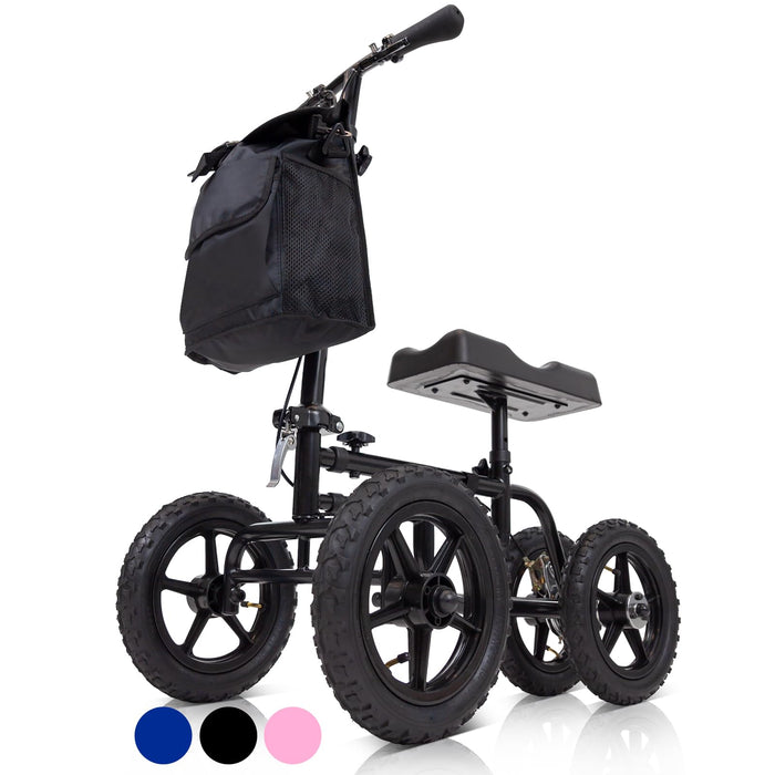 Vive Mobility Knee Scooter for Broken Foot & Injuries - 4 Wheel Steerable Walker for Leg, Foot, Ankle Injury - Kneeling Aid Quad Rolling Medical Cart for Adults, Elderly - FSA/HSA Approved (Black)