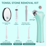 ALITAKE Electronic Vacuum Tonsil Stone Remover - Tonsil Stone Removal Kit with Built-in LED Light & 3 Suction Mode - Fight Bad Breath Oral Irrigator & 5X Magnifying Mirror for Tonsil Stone Removal - Green