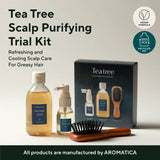 AROMATICA Tea Tree Scalp Purifying Trial Kit – Gift Set, Vegan Hair Care Scalp Treatment with Tea Tree Oil & Mini Wooden Hair Brush