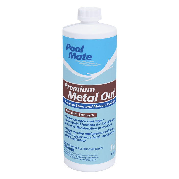 Pool Mate 1-Quart Premium Metal Out Stain and Mineral Inhibitor, Pool Metal Remover, Stain Remover, Made in USA