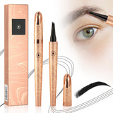 3D Microblading Eyebrow Tattoo Pencil 4 Fork Tip, Waterproof and Sweat-proof Magic Eyebrow Pencil Microblading Eyebrow Pencil Contouring Pen, Long-Lasting Fine Stroke Eyebrow Pencil (B, Black)