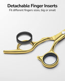 Hair Thinning Scissors Cutting Teeth Shears Professional Barber ULG Hairdressing Texturizing Salon Razor Edge Scissor Japanese Stainless Steel with Detachable Finger Ring 6.5 inch, Gold