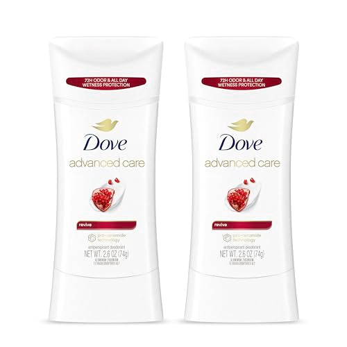 Dove Advanced Care Antiperspirant Deodorant Stick Revive 12 Pack helps skin barrier repair after shaving by boosting skin's ceramide levels 72 hour odor control and all-day sweat protection 2.6 oz