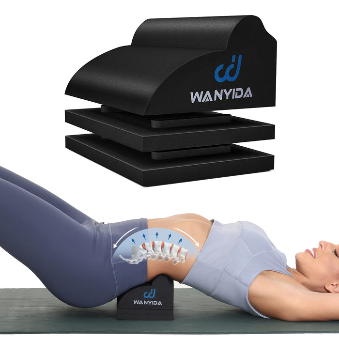 WANYIDA Lumbar Orthotic Traction Roll Device, Lower Back Stretcher for Pain relief, Back Traction for Lumbar Decompression, 3 Height Adjustable Lumbar Stretcher, Chiropractic