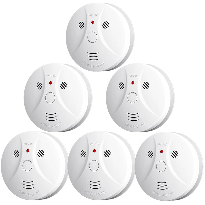 6 Pack Combination Smoke and Carbon Monoxide Detector Battery Operated, Travel Portable Photoelectric Fire&Co Alarm for Home, Kitchen