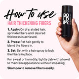 BOLDIFY Hair Fibers (28g) Fill In Fine and Thinning Hair for an Instantly Thicker & Fuller Look - Best Value & Superior Formula -14 Shades for Women & Men - BLACK