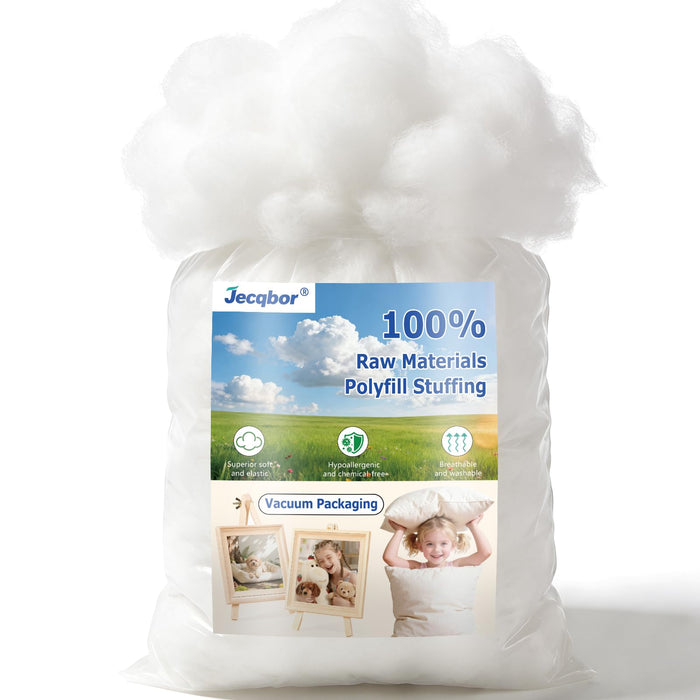 Jecqbor 10lbs/160oz Soft Polyfill Stuffing, Fluffy Pillow Stuffing Filling for Pillow, Couch Cushion, Cloud Project, Stuffed Animal, Craft, Clean Polyester Fiberfill for Crochet, Pet Bed, Plushies