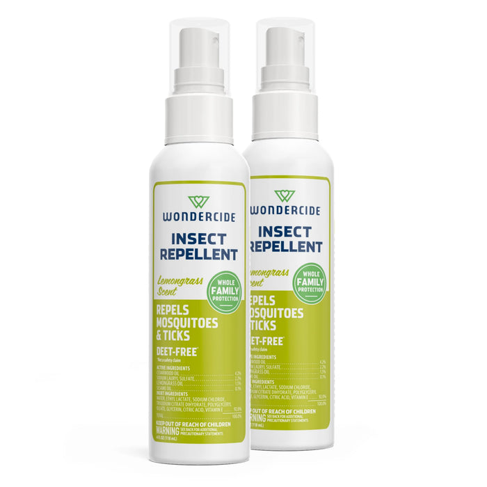 Wondercide - Mosquito, Tick, and Insect Repellent with Natural Essential Oils - Bug Spray and Killer - Safe for Family - Lemongrass 2-Pack of 4 oz Bottle