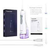 TOVENDOR Electric Water Flosser, Cordless Dental Oral Irrigator - 3 Modes, 5 Tips for Family Hygiene (300ML, Waterproof Waterflosser)