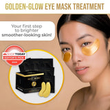 DERMORA Golden Glow Under Eye Patches (30 Pairs Eye Gels) - Rejuvenating Treatment for Dark Circles, Puffy Eyes, Refreshing, Revitalizing, Travel, Wrinkles
