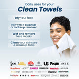 Clean Skin Club Clean Towels XL, USDA Certified 100‪%‬ Biobased Dermatologist Approved Face Towel, Disposable Makeup Remover Dry Wipes, Facial Wash (4 pack)