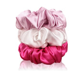 Celestial Silk Mulberry Silk Scrunchies for Hair (Hot Pink, Soft Pink, White)