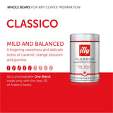 illy Whole Bean Coffee - Perfectly Roasted Whole Coffee Beans – Classico Medium Roast - with Notes of Caramel, Orange Blossom & Jasmine - 100% Arabica Coffee - No Preservatives – 8.8 Ounce, 6 Pack (packaging may vary)