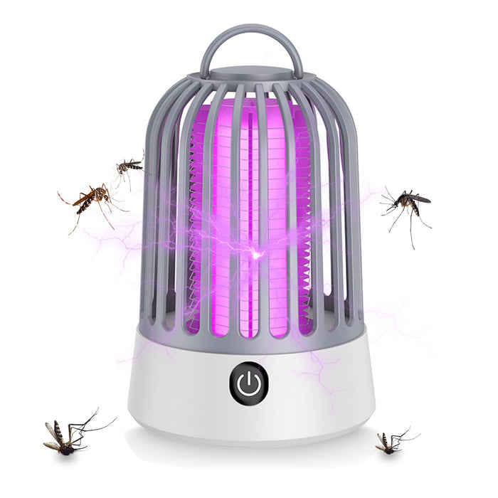 Bug Zapper Indoor or Outdoor, Rechargeable Mosquito Zapper Control Insect Fly Zapper, USB Rechargeable Mosquito Repellent Outdoor Bug Zapper, Ultraviolet and Security Grid, for Bedroom, Grey