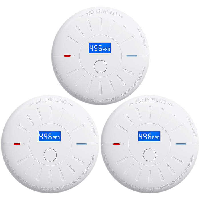 3 Pack 10 Year Battery Operated Smoke Detector and Carbon Monoxide Detector, Travel Portable Photoelectric Fire Co Alarm for Home, Kitchen