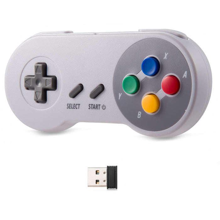 Retro Wireless USB Controller for SNES PC Games, 2.4G Rechargeable Classic SNES USB Game Pad Emulator Controller for Windows PC MAC,Raspberry PI