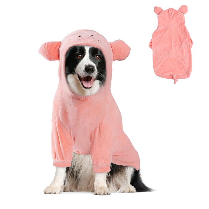 NACOCO Halloween Pig Dog Costume - Pet Christmas New Year Hoodie Warm Party Coat Outfit for Small and Medium Cat Dog Clothes(L)