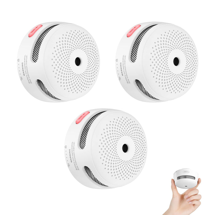 X-Sense Mini Smoke Alarm, 10-Year Battery Fire Alarm Smoke Detector with LED Indicator & Silence Button, XS01, 3-Pack