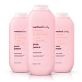 Method Body Wash, Pure Peace, Paraben and Phthalate Free, 18 oz (Pack of 3),Detoxifying