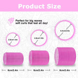 Self grip hair roller set 36 pcs,Heatless hair curlers,Hair rollers with hair roller clips and comb,Salon hairdressing curlers,DIY Hair Styles, Sungenol 3 Sizes Rose red Hair Rollers in 1 set