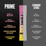 PRIME HYDRATION+ Sticks Strawberry Banana | Hydration Powder Single Serve Sticks | Electrolyte Powder On The Go | 250mg BCAAs, B Vitamins, Antioxidants | Low Sugar | Caffeine-Free | Vegan | 16 Sticks