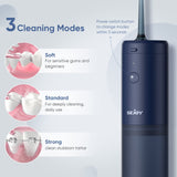 Water Flosser Dental Oral Irrigator Teeth Cleaner Portable Travel Rechargeable Cordless,IPX7 Electric Plaque Remover 3 Modes 3 Jet Tips 140ml Blue