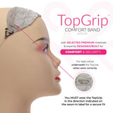 MILANO COLLECTION TopGrip Comfort Band for Medium Base Toppers, Adjustable Translucent Strap, Side Openings to Secure Your Wig Topper, Includes Sewing Kit & Clip, Beige, Medium