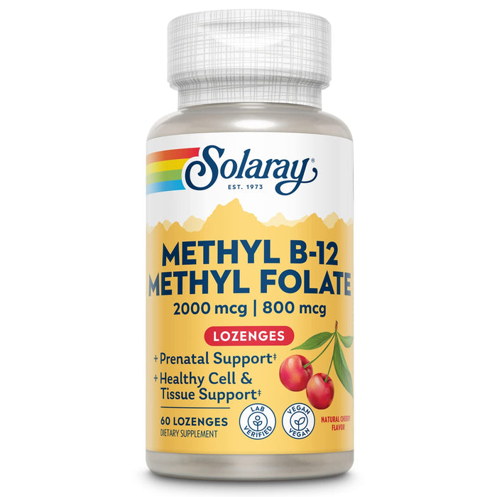 SOLARAY B-12 + Methyl Folate Lozenges | 60 Count