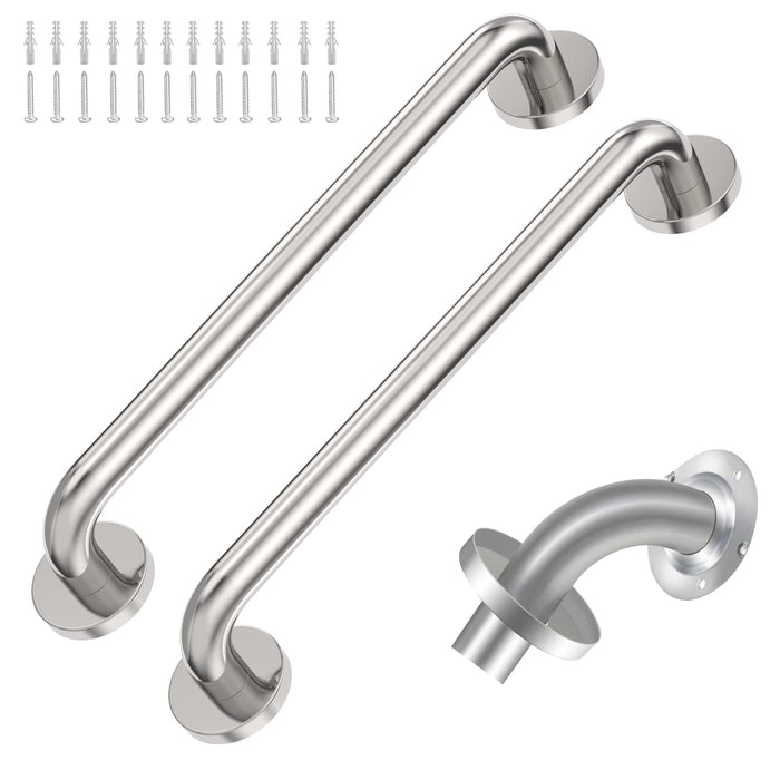 2 Pack Grab Bars for Bathroom, 18 Inch Chrome Stainless Steel Shower Grab Bar, Concealed Screw Balance Assist Safety Bath Handrail, 500lbs Support Shower Handle for Handicap, Elderly, Injury