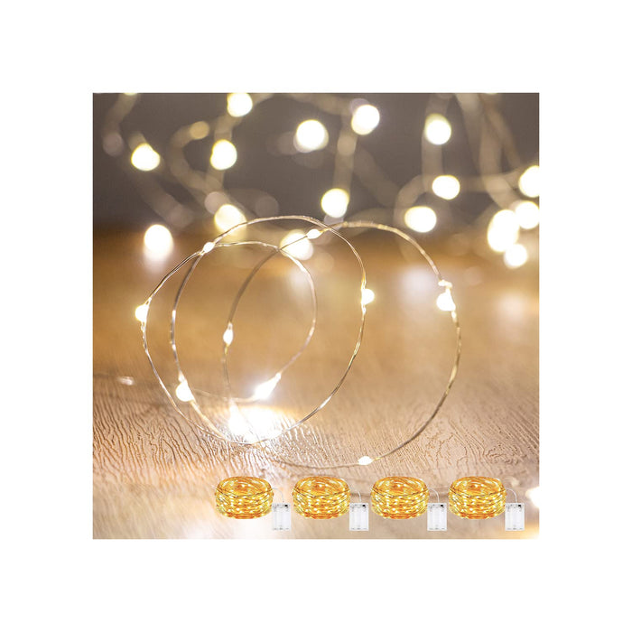 String Lights,Waterproof LED String Lights Fairy String Lights Starry ,Battery Operated String Lights for Indoor&Outdoor Decoration Wedding Home Parties Christmas Holiday. (Warm White, 10Ft/4pc)