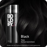 BOLDIFY Hair Fibers (28g) Fill In Fine and Thinning Hair for an Instantly Thicker & Fuller Look - Best Value & Superior Formula -14 Shades for Women & Men - BLACK