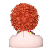 FantaLook Curly Orange Red Cosplay Wig with Necklace Earrings and Sunglasses for Women Halloween Costume