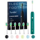 7AM2M Sonic Electric Toothbrush, Soft Toothbrushes for Adults and Kids with 6 Brush Heads, One Charge Use for 90 Days, 5 Modes with 2 Minutes Build in Smart Timer, Rechargeable Toothbrushes