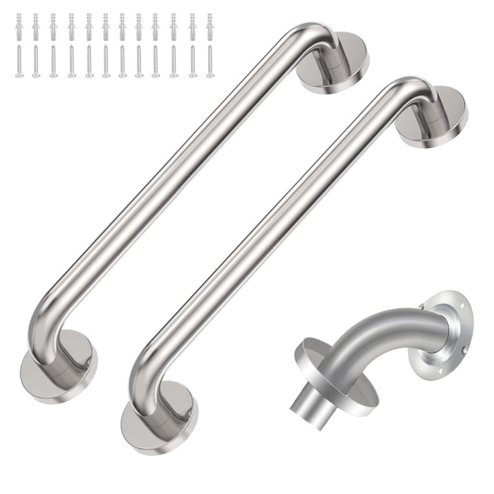 16 Inch Shower Grab Bar 2 Pack Polished Chrome SUS 304 Safety Grab Bars with Concealed Screws, 500lbs Support Assist Bath Handle Balance Bar for Handicap Elderly Pregnant Women for Christmas Gifts