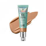 IT Cosmetics CC+ Cream Natural Matte Foundation with SPF 40 - Shine-Reducing & Long-Wear Full Coverage Foundation For Oily Skin - With Hyaluronic Acid - Non-Comedogenic, Tan - 1.08 fl oz