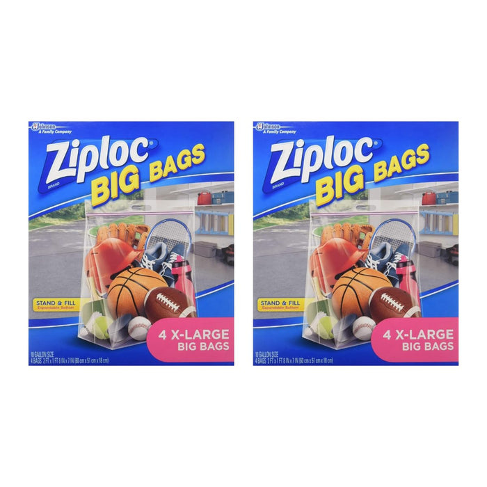 Ziploc Stand and Fill Big Bags, XL Big Bags, 4 Count (Pack of 2)