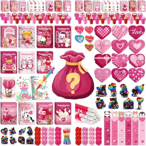 BenLouis Valentine's Day Gifts Set Blind Box for Kids School Classroom Exchange Reward Prize Crafts Bulk for Students Valentine's Day Party Favors Goodie Bag Stuffers