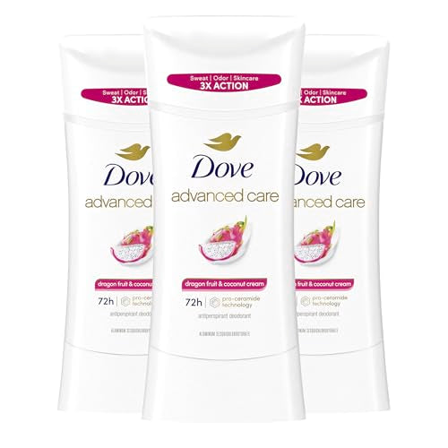 Dove Advanced Care Antiperspirant Deodorant for Women Dragon Fruit & Coconut Cream 3 pack 72 hour sweat and odor protection 2.6 oz