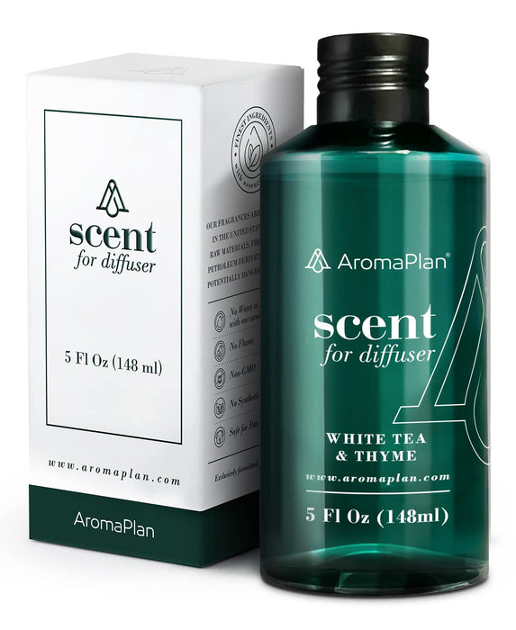 Aromaplan Hotel Scents White Tea & Thyme 5 Fl Oz, Home Luxury Aroma & Hotel Collection Diffuser Oil- Hotel Diffuser Oil for Aromatherapy- USA Made, Bigger Bottle, Bolder Aroma & Longer Lasting