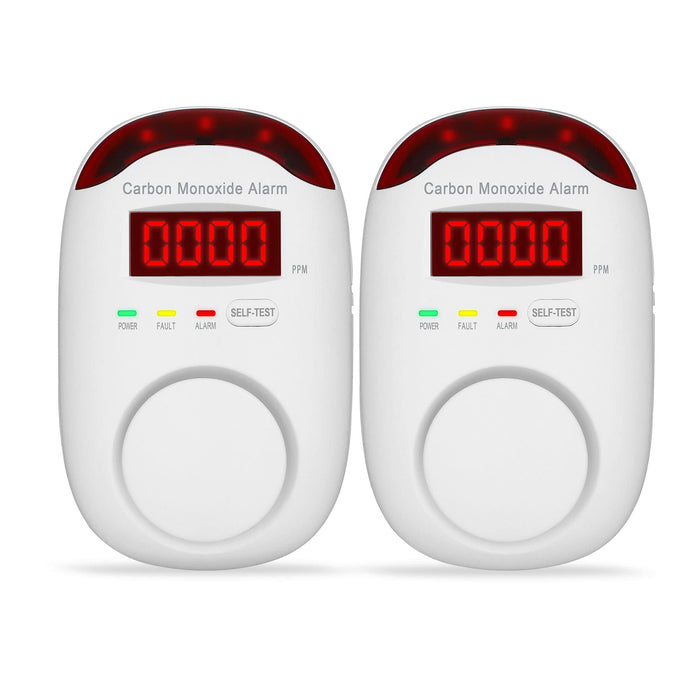 Plug-in Carbon Monoxide Detectors,Koabbit CO Level Monitoring Alarm with Light & Digital Display for Home/Kitchen/Bedroom,Accurate & Easy to Install(2 Pack)