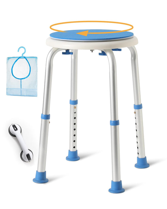 Leagent FSA HSA Swivel Shower Stool for Inside Shower, Adjustable Shower Chair for Inside Tub, Tool-Free Shower Seat, Bath Chair for Elderly/Pregnant