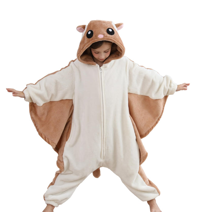ATOZ Unisex Children Animal Flying Squirrels Onesie, Halloween Costume Pajamas Christmas Cosplay Sleepwear For Boys Girls 6-7Y